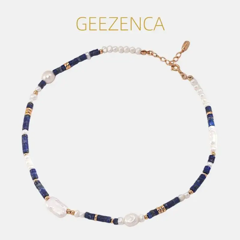 GEEZENCA 925 Silver Baroque Pearl Lapis Lazuli Beads Strand Chokers Necklace For Women Chic Luxury Necklaces 2024 New Party Gift
GEEZENCA 925 Silver Baroque Pearl Lapis Lazuli Beads Strand Chokers Necklace For Women Chic Luxury Necklaces 2024 New Party Gift