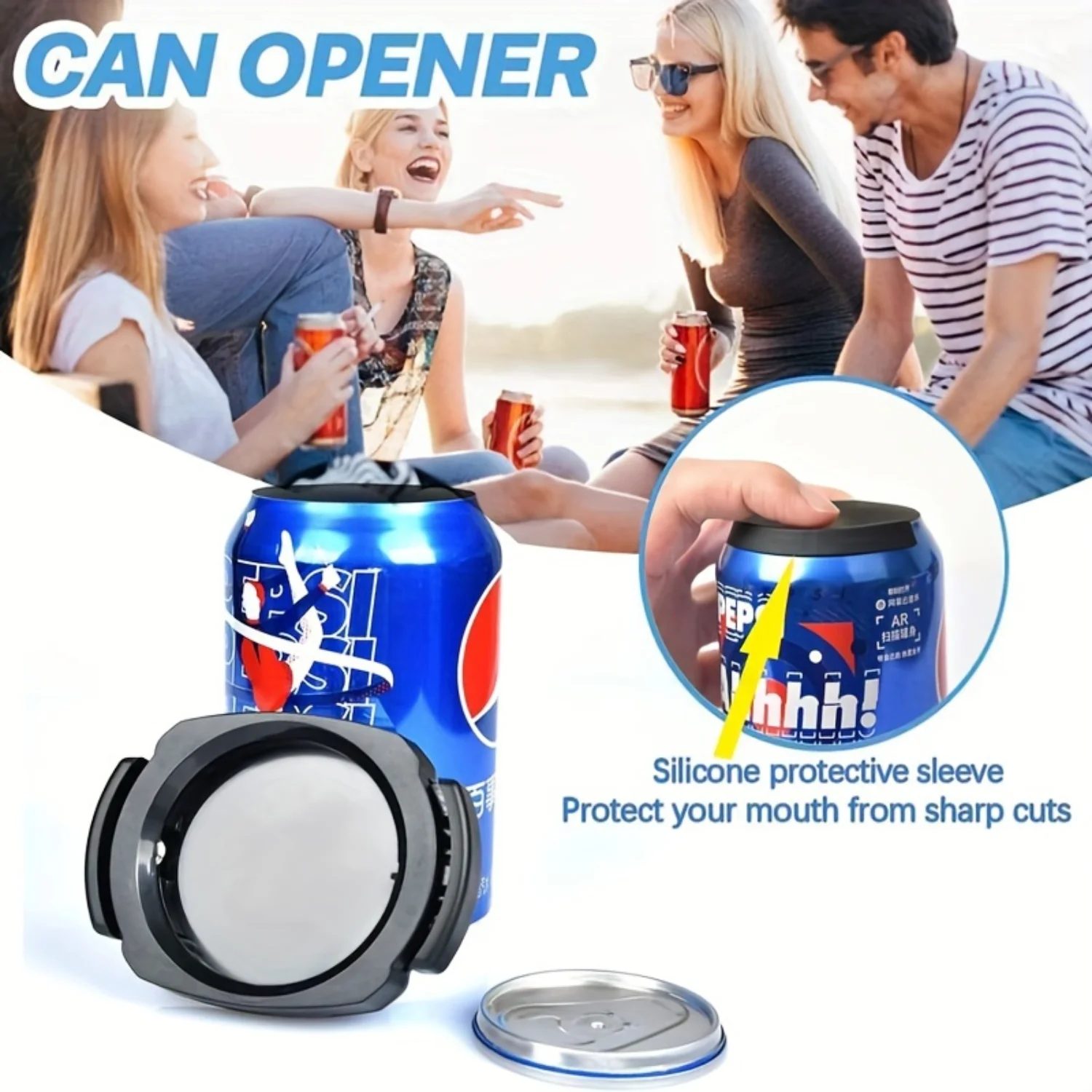 Hand Held Can Opener with Smooth Edge, Easy and Safe Manual Side Cut Can Opener for Camping, with Bottle Opener - Black Color
Hand Held Can Opener with Smooth Edge, Easy and Safe Manual Side Cut Can Opener for Camping, with Bottle Opener - Black Color