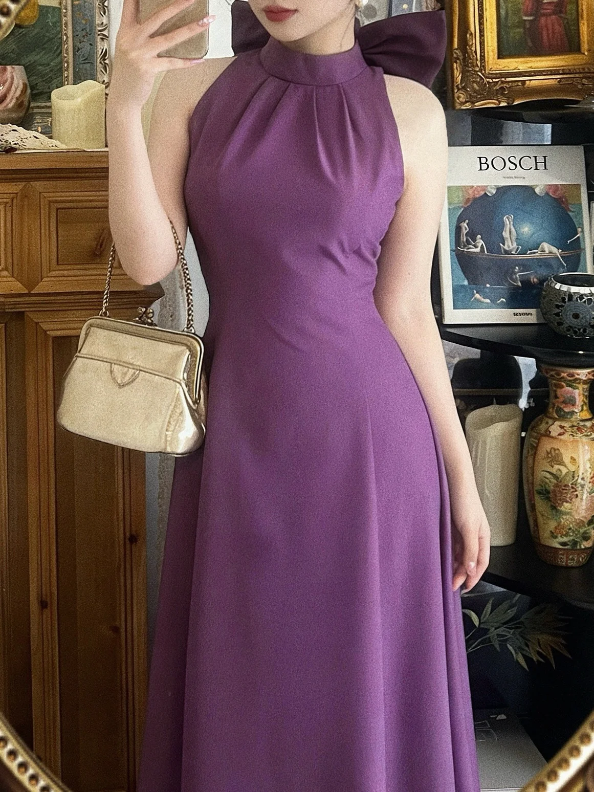 Vintage Sle Purple Slimming oulder Dr with Bow Knot Design Casual Wear Cotton Material for Date And Daily Use
Vintage Sle Purple Slimming oulder Dr with Bow Knot Design Casual Wear Cotton Material for Date And Daily Use
