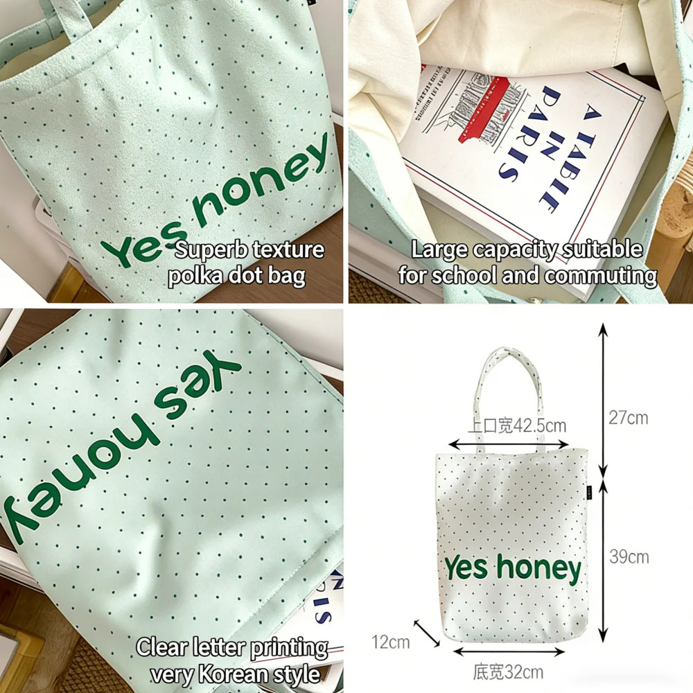 2026 Canvas Bag Casual Letter Shoulder Bag Polka Dot Pattern Travel Accessories Pink Shopper Purse Beach Handbag Tote Bag
2026 Canvas Bag Casual Letter Shoulder Bag Polka Dot Pattern Travel Accessories Pink Shopper Purse Beach Handbag Tote Bag