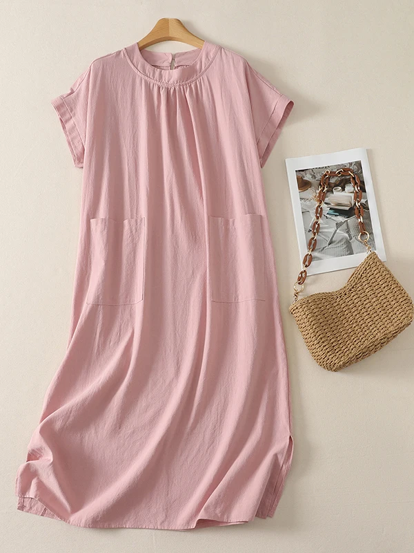 Minimalist Retro Lazy Loose Commute Pure plus Size Short Sleeve Dress Comfortable Cotton Polyester Blend Summer Workwear
Minimalist Retro Lazy Loose Commute Pure plus Size Short Sleeve Dress Comfortable Cotton Polyester Blend Summer Workwear