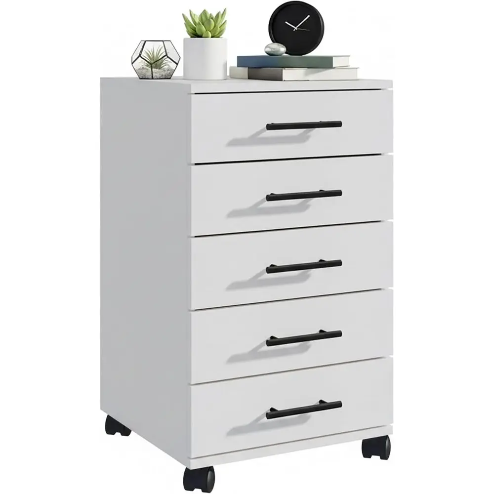 Mobile Pedestal with 5 Drawers, 69x40x40cm, Office Storage Cabinet on Wheels, White
Mobile Pedestal with 5 Drawers, 69x40x40cm, Office Storage Cabinet on Wheels, White