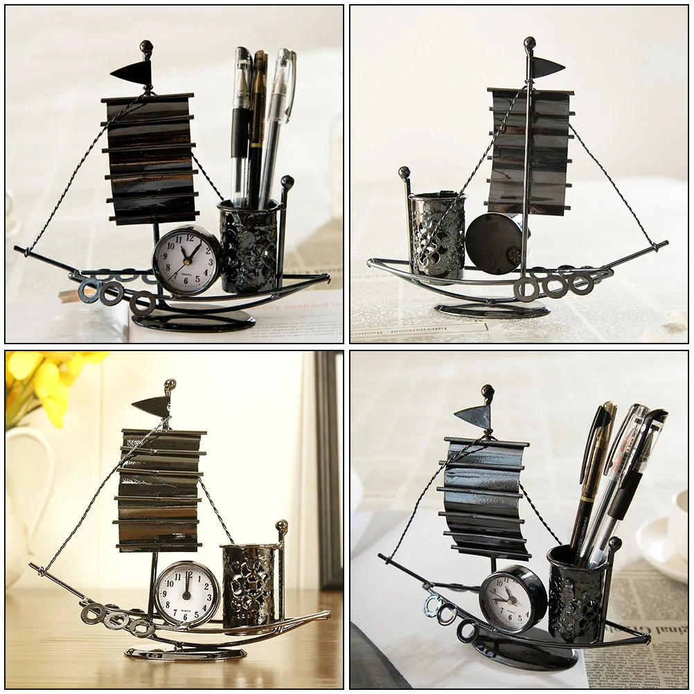 Metal Sailboat Desktop Organizer Pen Holder Table Clock Iron Art Stationery Storage Office Home Decoration Creative Ornament 
Metal Sailboat Desktop Organizer Pen Holder Table Clock Iron Art Stationery Storage Office Home Decoration Creative Ornament