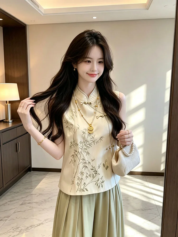 New Chinese Style Heavy Embroidery Bamboo Leaf Loose Fit Stand Collar Obi Top Women's Casual Shirt Design Sensation Hanfu
New Chinese Style Heavy Embroidery Bamboo Leaf Loose Fit Stand Collar Obi Top Women's Casual Shirt Design Sensation Hanfu