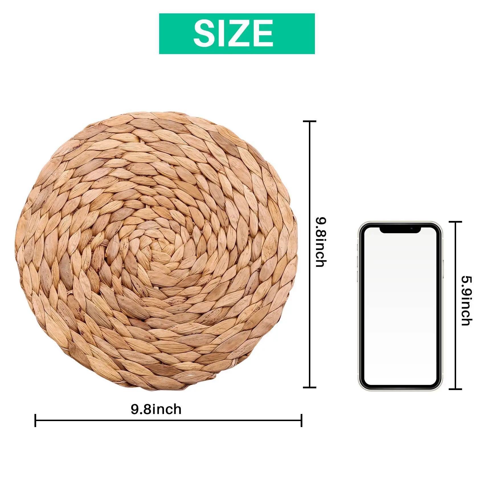 ABMS-18 Pack Round Water Hyacinth Placemat,Quality Woven Wicker Table Place Mats,25Cm
ABMS-18 Pack Round Water Hyacinth Placemat,Quality Woven Wicker Table Place Mats,25Cm