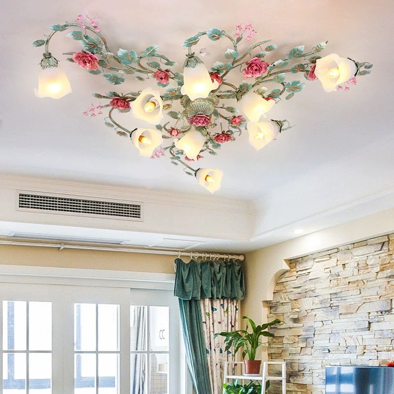 Korean Pastoral Flower Ceiling Lights Restaurant Cafe Bedroom Glass Ceiling Lamps Mediterranean Romantic Colored Rose Lighting
Korean Pastoral Flower Ceiling Lights Restaurant Cafe Bedroom Glass Ceiling Lamps Mediterranean Romantic Colored Rose Lighting