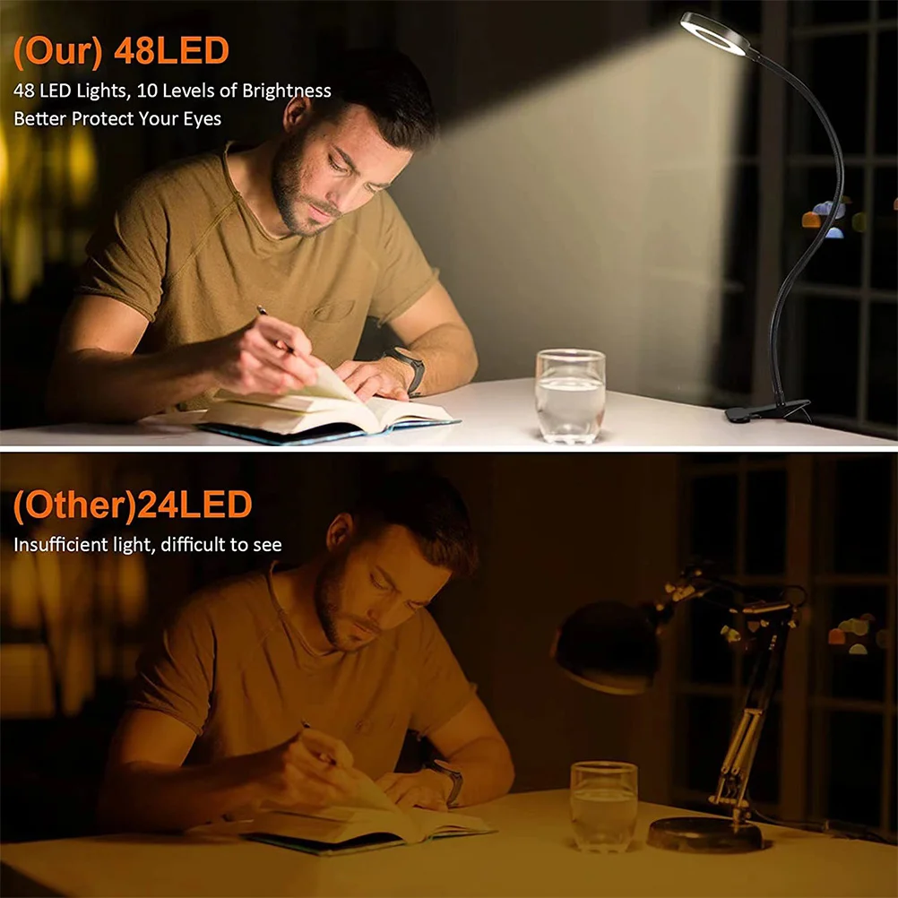 LED Desk Lamp USB Light Dimmable Clip on High Brightness Black Reading Book Light Warm White Student Makeup Eye friendly
LED Desk Lamp USB Light Dimmable Clip on High Brightness Black Reading Book Light Warm White Student Makeup Eye friendly