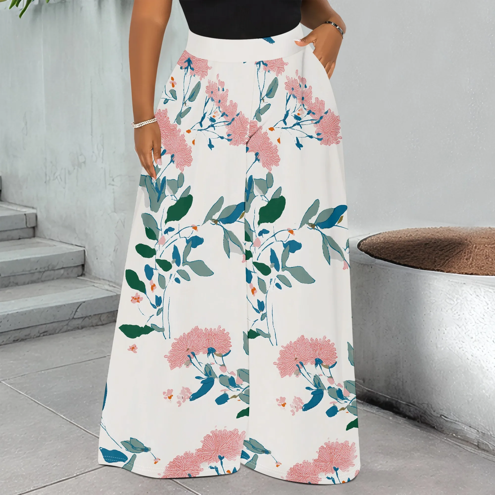 Floral Print Wide Leg Pants, Pink Flower Design Trousers, Casual Loose Fit Bottoms for Women, Summer Beach Wear, S-3XL
Floral Print Wide Leg Pants, Pink Flower Design Trousers, Casual Loose Fit Bottoms for Women, Summer Beach Wear, S-3XL