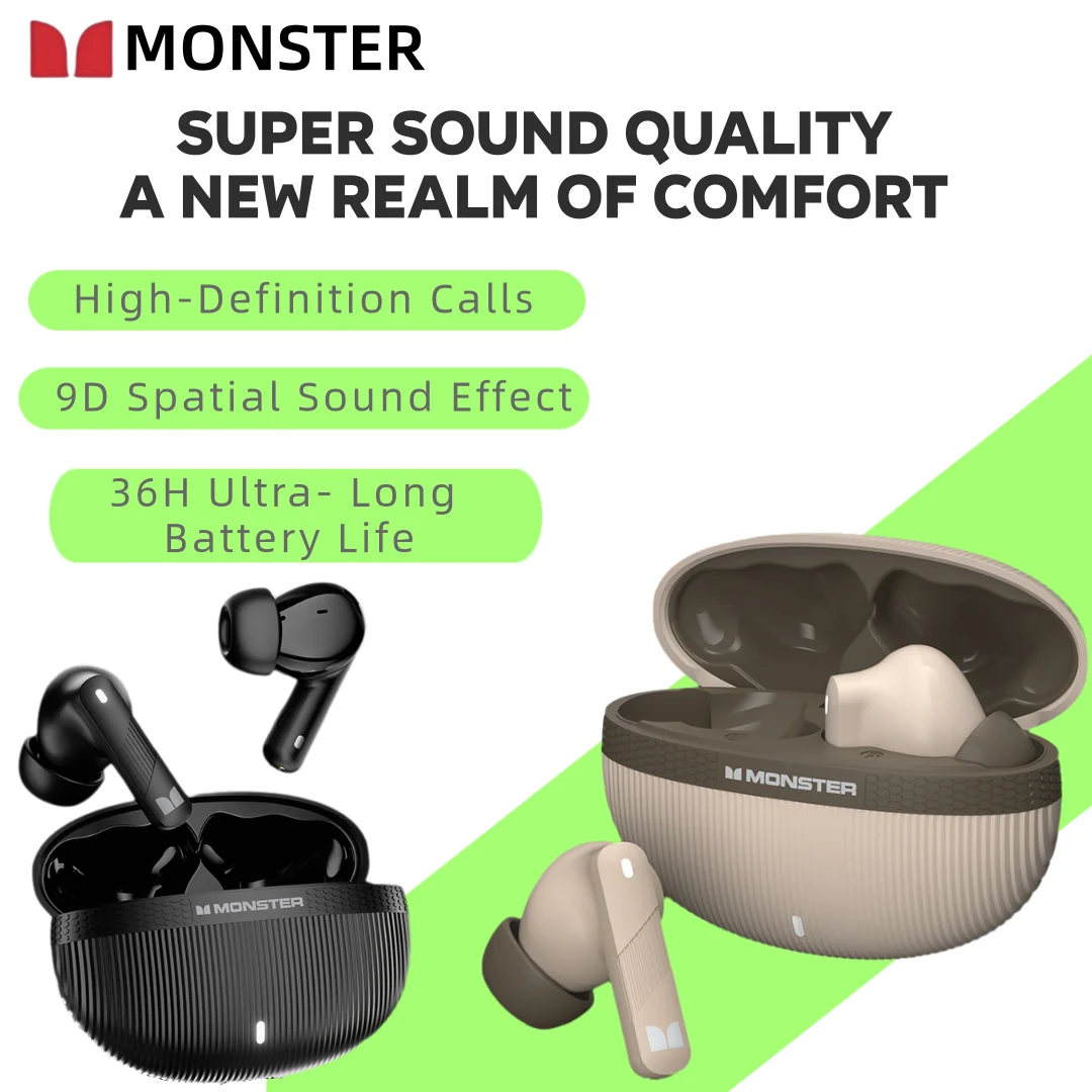 Monster GT22 TWS True Wireless Bluetooth Earphones ANC & ENC Noise Cancelling Headphone HiFi Sound Sport Earbuds With Mic
Monster GT22 TWS True Wireless Bluetooth Earphones ANC & ENC Noise Cancelling Headphone HiFi Sound Sport Earbuds With Mic