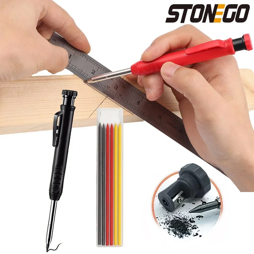 STONEGO 1 Set Metal Long Tip Deep Hole Woodworking Pencil, Professional Engineering Woodworking Pen, Deep Hole Marking Tool, Graphite Lead Quick-Drying Marking Pen, Random Colors
STONEGO 1 Set Metal Long Tip Deep Hole Woodworking Pencil, Professional Engineering Woodworking Pen, Deep Hole Marking Tool, Graphite Lead Quick-Drying Marking Pen, Random Colors