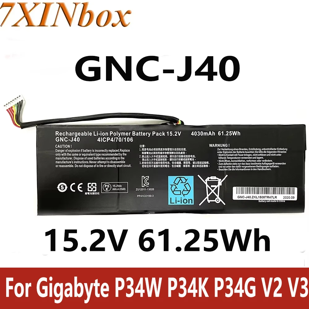 7XINbox GNC-J40 15,2 В 61,25 Втч Аккумулятор для ноутбука Gigabyte P34W P34K P34F P34G V2 V3 V4 V5 V7 Series P34W V5 Xotic PC Edition
7XINbox GNC-J40 15,2 В 61,25 Втч Аккумулятор для ноутбука Gigabyte P34W P34K P34F P34G V2 V3 V4 V5 V7 Series P34W V5 Xotic PC Edition