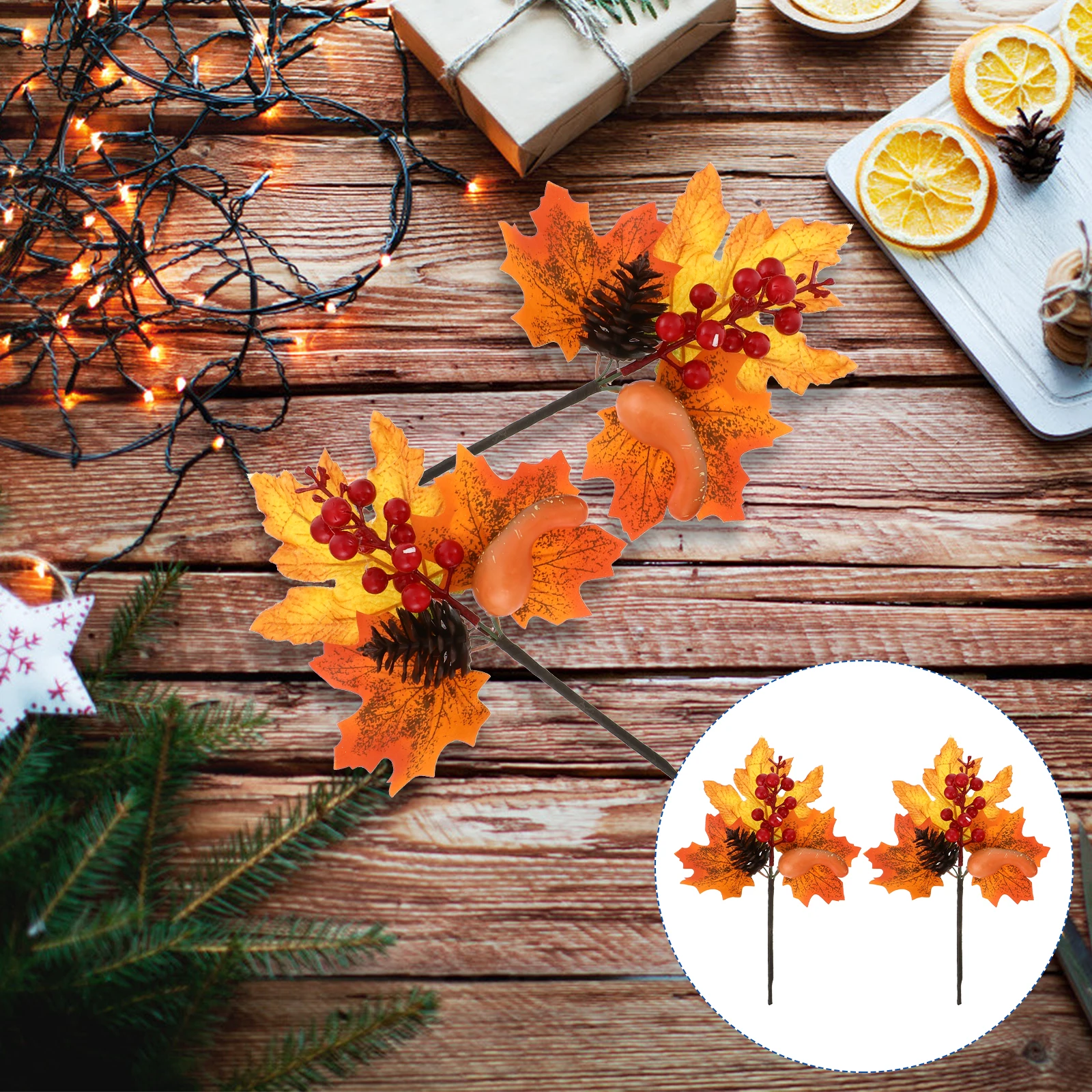 2Pcs Artificial Maple Leaves Branch Harvest Fall Picks Realistic Thanksgiving Holiday Decor Faux Maple Leaves Berries Pinecone
2Pcs Artificial Maple Leaves Branch Harvest Fall Picks Realistic Thanksgiving Holiday Decor Faux Maple Leaves Berries Pinecone