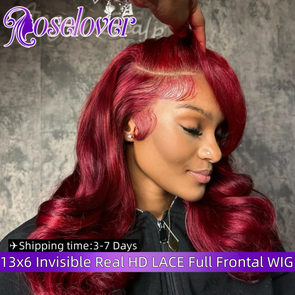 ROSELOVER 99J Burgundy 34Inch 13x6 Real HD Lace Full Frontal Wig Melt Skins Body Wave Wig 250% Density Human Hair for Woman
ROSELOVER 99J Burgundy 34Inch 13x6 Real HD Lace Full Frontal Wig Melt Skins Body Wave Wig 250% Density Human Hair for Woman