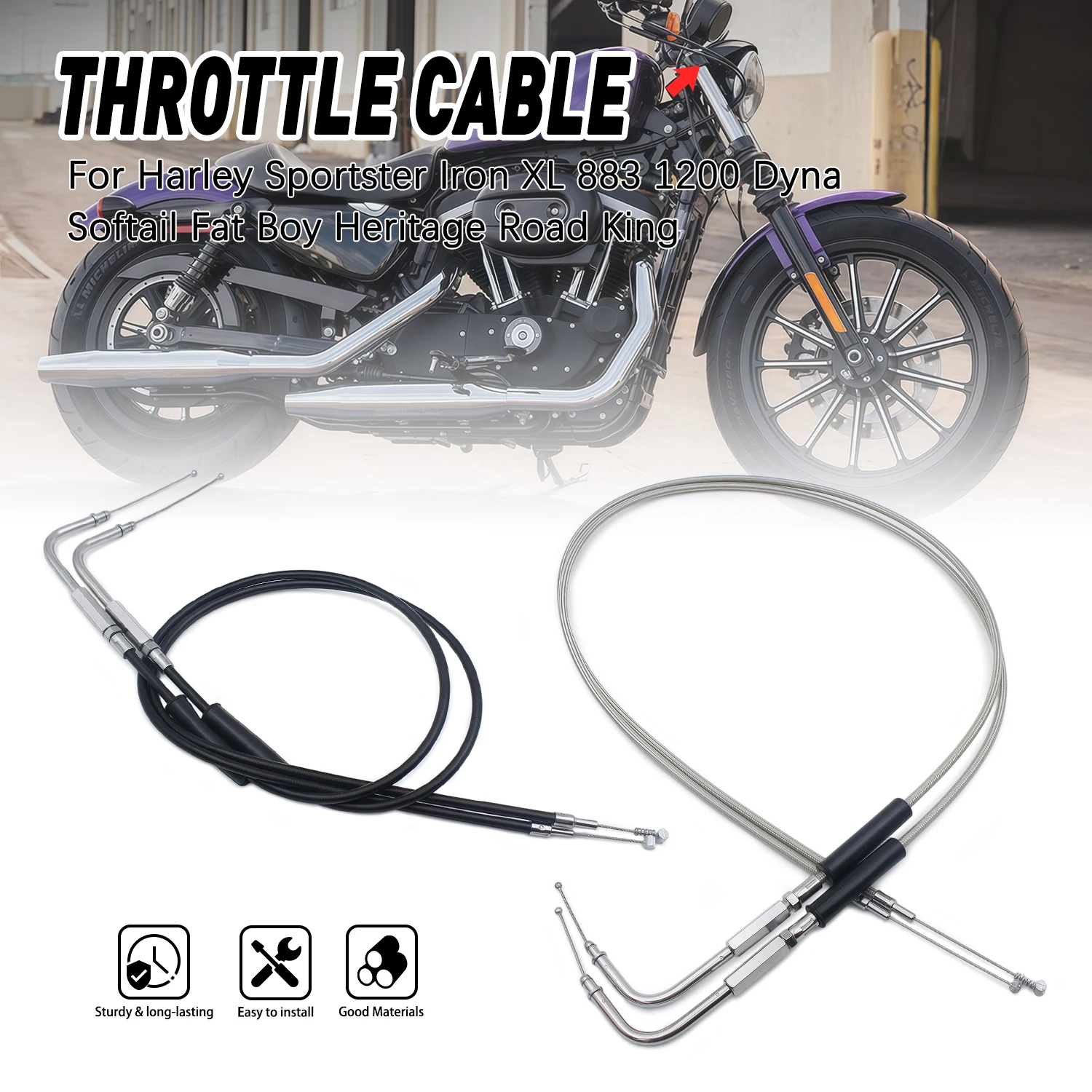 Motorcycle Throttle Cable 90cm 110cm 130cm 150cm For Sportster 883 1200 Custom XL1200C XLH1200C Nightster XL1200N XLH883 XL883R
Motorcycle Throttle Cable 90cm 110cm 130cm 150cm For Sportster 883 1200 Custom XL1200C XLH1200C Nightster XL1200N XLH883 XL883R