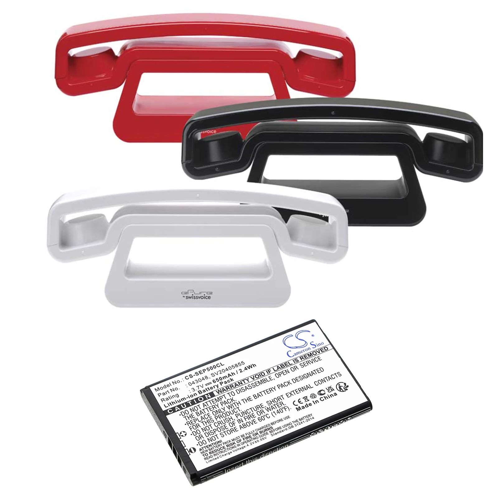 Cordless Phone Battery 3.7V/650mAh 043048,SV20405855 for Swissvoice ePure,ePure Fulleco DUO,L7
Cordless Phone Battery 3.7V/650mAh 043048,SV20405855 for Swissvoice ePure,ePure Fulleco DUO,L7