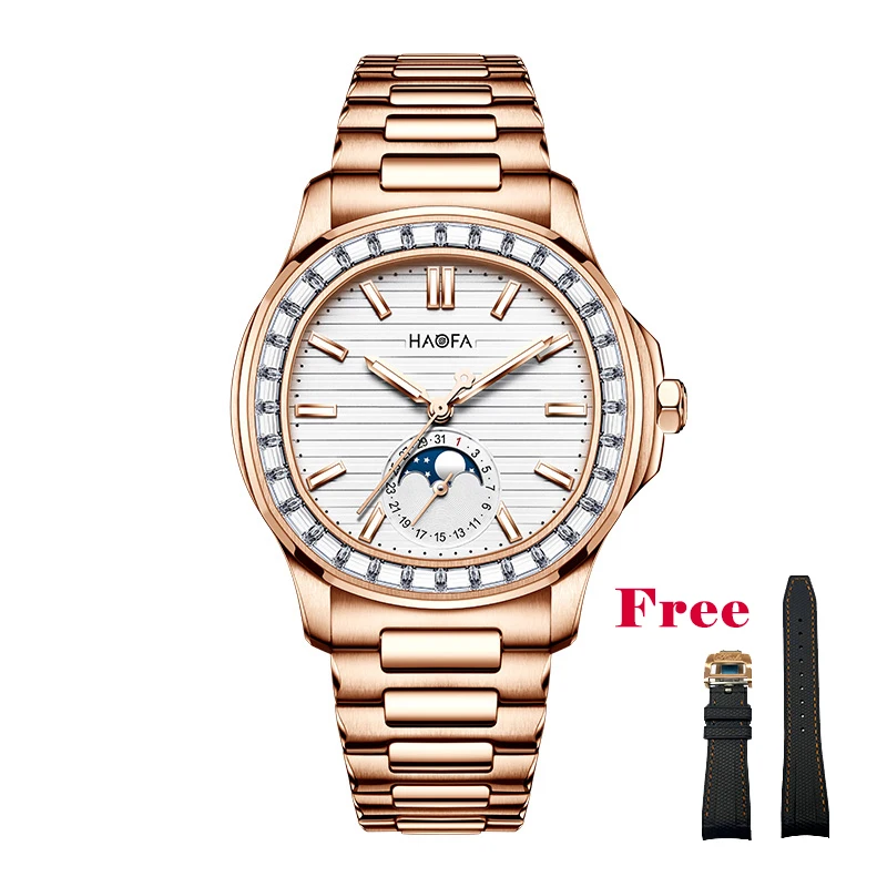 Haofa Moon Phase Date Display Men's Automatic Mechanical Watch Diamond Thickness 9.7mm 316 Stainless Steel Sapphire Crystal 2291
Haofa Moon Phase Date Display Men's Automatic Mechanical Watch Diamond Thickness 9.7mm 316 Stainless Steel Sapphire Crystal 2291