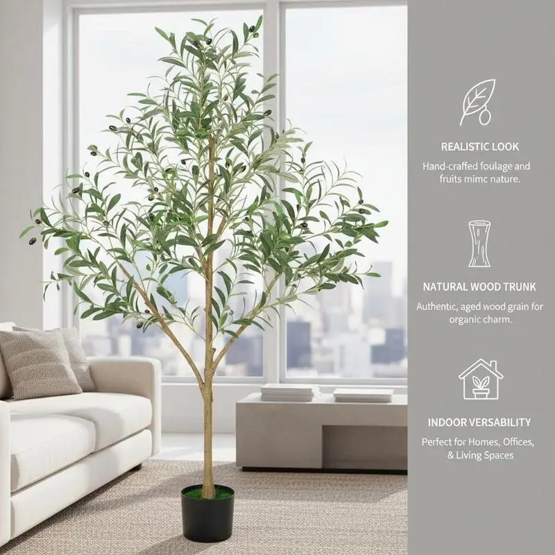 5FT Artificial Olive Tree with Black Pot, Tall Fake Tree with Natural Wood Trunk & Realistic Green Leaves and Fruits, Indoor Faux Plant for Home, Office, Living Room, Corner Decor
5FT Artificial Olive Tree with Black Pot, Tall Fake Tree with Natural Wood Trunk & Realistic Green Leaves and Fruits, Indoor Faux Plant for Home, Office, Living Room, Corner Decor