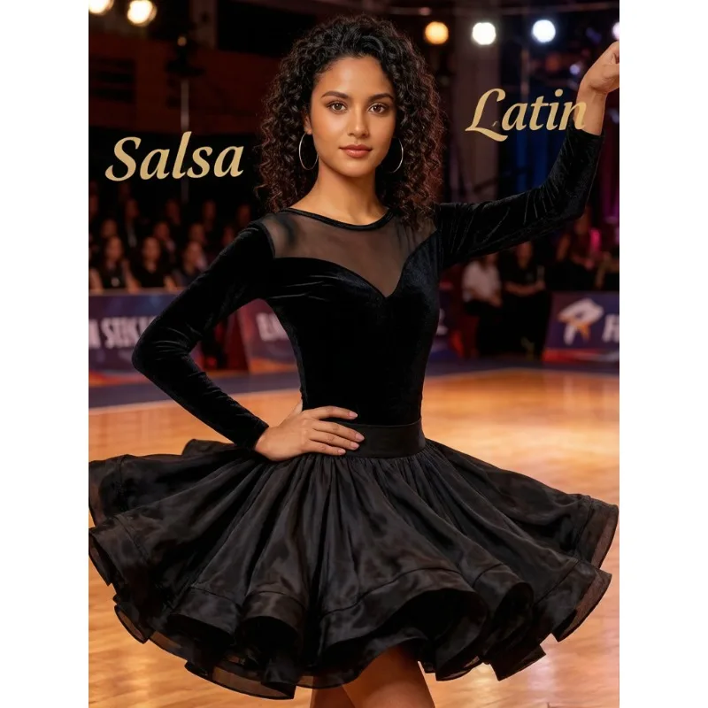 Black Korean Velvet Latin Dance Leotard Women Long Sleeve Top S-3XL Professional Ballroom Tango Samba Practice Dancewear Stretch
Black Korean Velvet Latin Dance Leotard Women Long Sleeve Top S-3XL Professional Ballroom Tango Samba Practice Dancewear Stretch