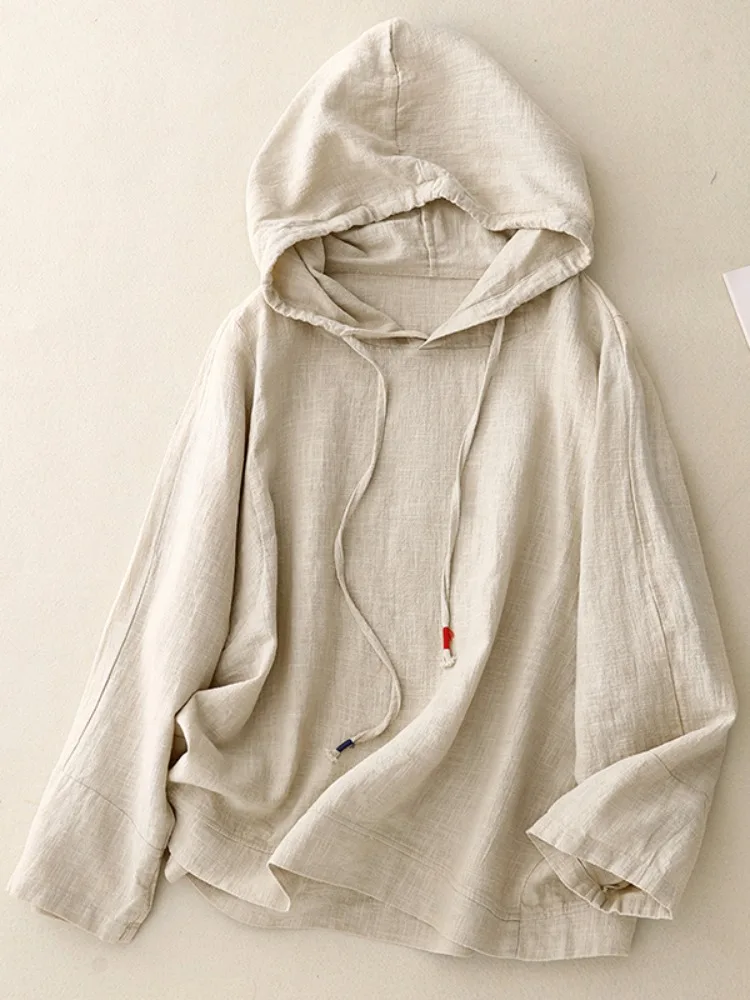 Cotton Linen Hooded Sweatirt Women's Spring Casual Loose Versatile Long Sve Basic irt Artistic Commute Sle Pure Color
Cotton Linen Hooded Sweatirt Women's Spring Casual Loose Versatile Long Sve Basic irt Artistic Commute Sle Pure Color