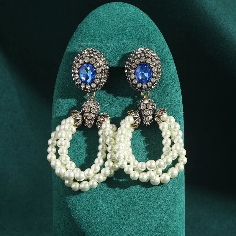 Vintage Circle Drop Pearl Earrings Dangle Freshwater Blue Crystal Antique Gold Color Charm Woman Luxury Accessories Jewelry
Vintage Circle Drop Pearl Earrings Dangle Freshwater Blue Crystal Antique Gold Color Charm Woman Luxury Accessories Jewelry