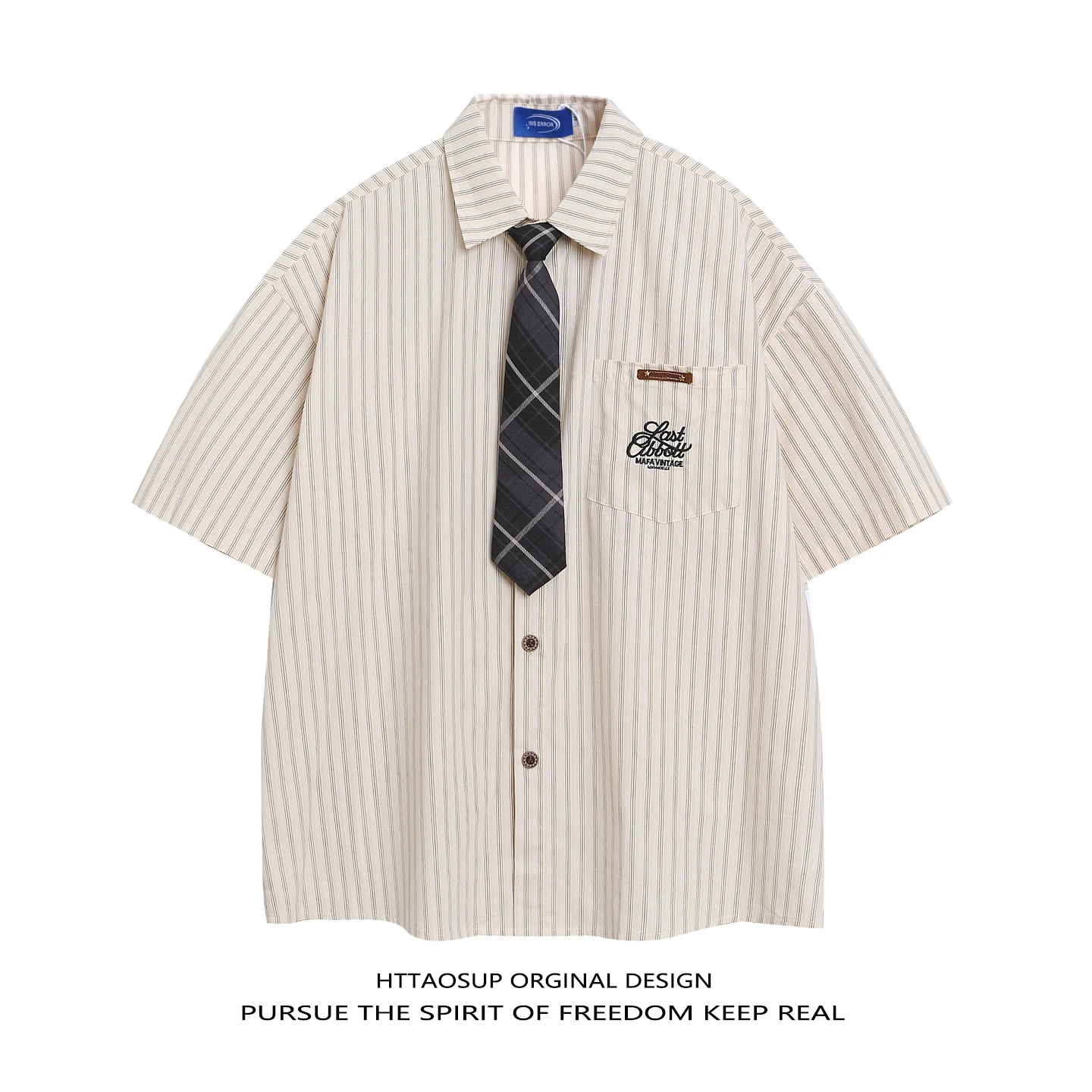 HTTAOSUP Retro College Style Men's Women's Loose Fit Short Sleeve Striped Shirt Summer New Casual Versatile Couple Shirt
HTTAOSUP Retro College Style Men's Women's Loose Fit Short Sleeve Striped Shirt Summer New Casual Versatile Couple Shirt