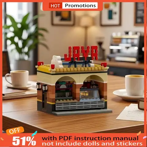538Pcs MOC Vintage Street Corner Java Cafe Building Model Building Blocks DIY Assembly Bricks Toy Xmas Birthday Gifts Adult Kid