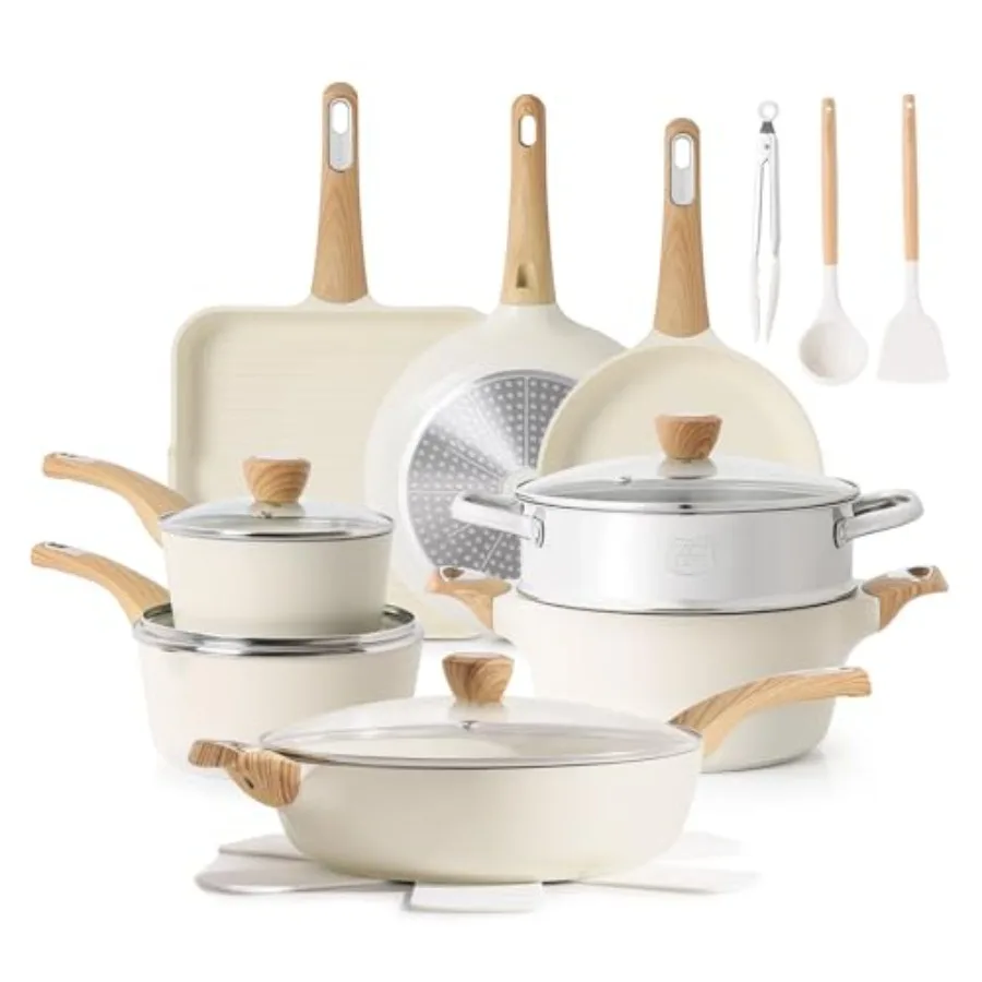 Ceramic Cookware Sets, Pots and Pans Set Nonstick, 20-Piece Induction Cookware, Non-toxic Healthy Non Stick Kitchen Cooking Set
Ceramic Cookware Sets, Pots and Pans Set Nonstick, 20-Piece Induction Cookware, Non-toxic Healthy Non Stick Kitchen Cooking Set
