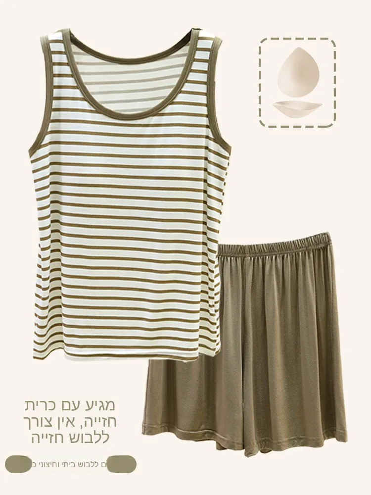 Modal Striped Vest Shorts Set Cotton Lightweight Summer Home Clothes Sleepwear round Neck No Sleeve Women's Home Comfortable ...
Modal Striped Vest Shorts Set Cotton Lightweight Summer Home Clothes Sleepwear round Neck No Sleeve Women's Home Comfortable ...