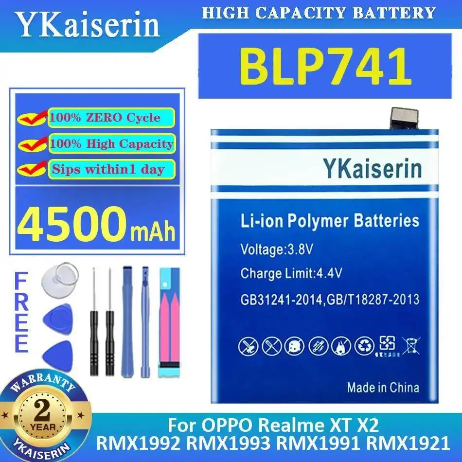 Аккумулятор мобильного телефона BLP741 4500 мАч для Oppo Realme XT X2 RMX1992 RMX1993 RMX1991 RMX1921
Аккумулятор мобильного телефона BLP741 4500 мАч для Oppo Realme XT X2 RMX1992 RMX1993 RMX1991 RMX1921