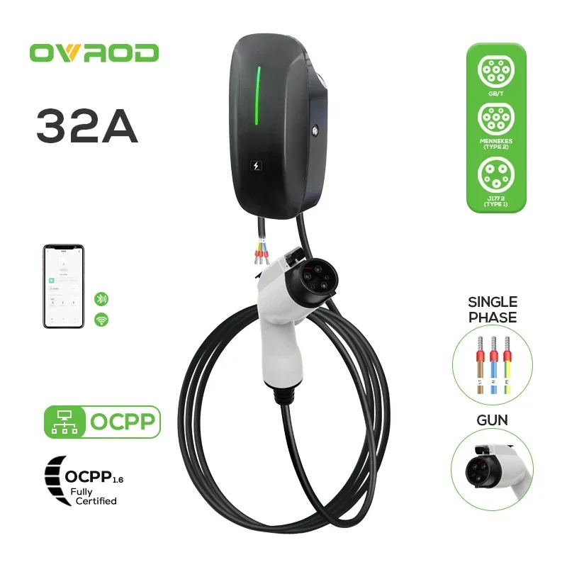 Зарядное устройство для электромобилей Ovrod 7,6 кВт, тип 1, 32 А, быстрая настенная зарядная станция OCPP EVSE для электромобилей
Зарядное устройство для электромобилей Ovrod 7,6 кВт, тип 1, 32 А, быстрая настенная зарядная станция OCPP EVSE для электромобилей