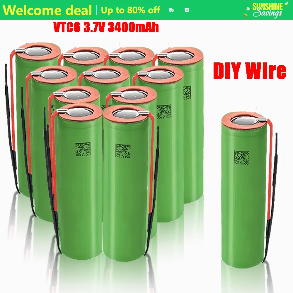 1-30PCS original US18650VTC6 3.7V 3400mAh 18650 battery for us18650 Sony VTC6 30A toy tools flashlight battery +DIY wire
1-30PCS original US18650VTC6 3.7V 3400mAh 18650 battery for us18650 Sony VTC6 30A toy tools flashlight battery +DIY wire
