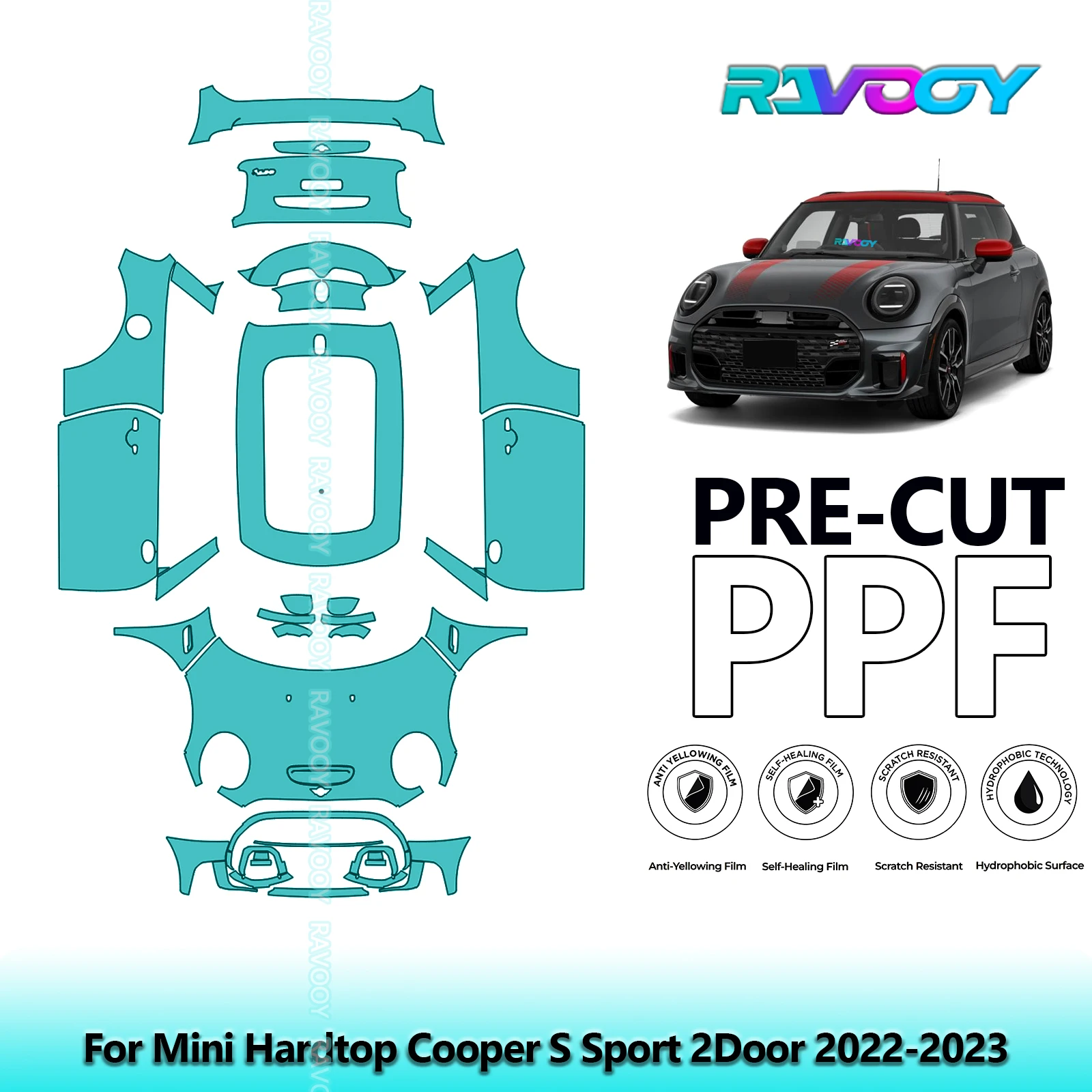 Full Vehicle Clear Bra For Mini Hardtop Cooper S Sport 2Door 2022-2023 8.5Mil Precut PPF Paint Protection Film
Full Vehicle Clear Bra For Mini Hardtop Cooper S Sport 2Door 2022-2023 8.5Mil Precut PPF Paint Protection Film