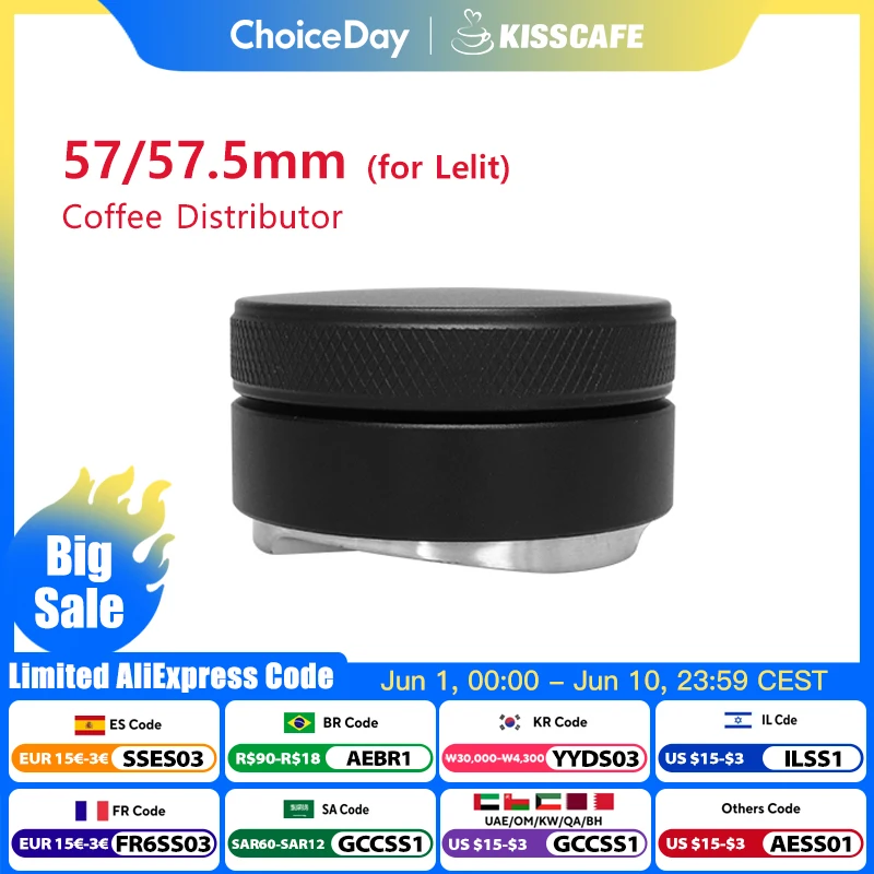 Coffee Distributor 57MM 57.5MM For Lelit Anna Machine Tamper Leveler Tool Adjustable Barista Espresso Parts Corner Accessories
Coffee Distributor 57MM 57.5MM For Lelit Anna Machine Tamper Leveler Tool Adjustable Barista Espresso Parts Corner Accessories