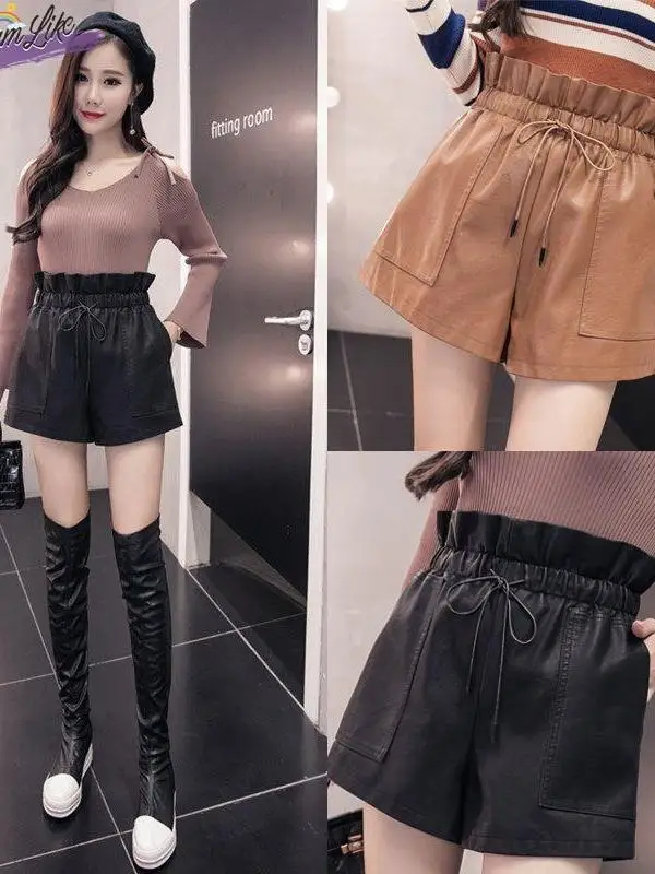 High Waist Pleated Leather Shorts Women's Spring 2026 New Style Ruffle Hem Drawstring Elastic Waist A-Line Casual Wide Leg
High Waist Pleated Leather Shorts Women's Spring 2026 New Style Ruffle Hem Drawstring Elastic Waist A-Line Casual Wide Leg