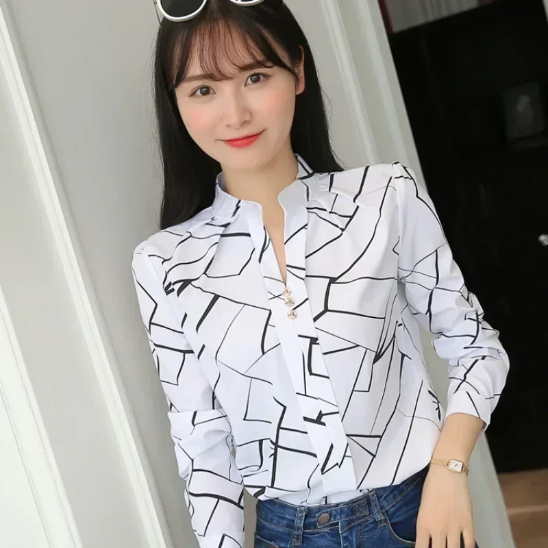 Women's Blouses Office Lady OL Work Shirts Long Sleeve Women Tops Fashion Casual White Stripe Print Female Slim Shirt
Women's Blouses Office Lady OL Work Shirts Long Sleeve Women Tops Fashion Casual White Stripe Print Female Slim Shirt