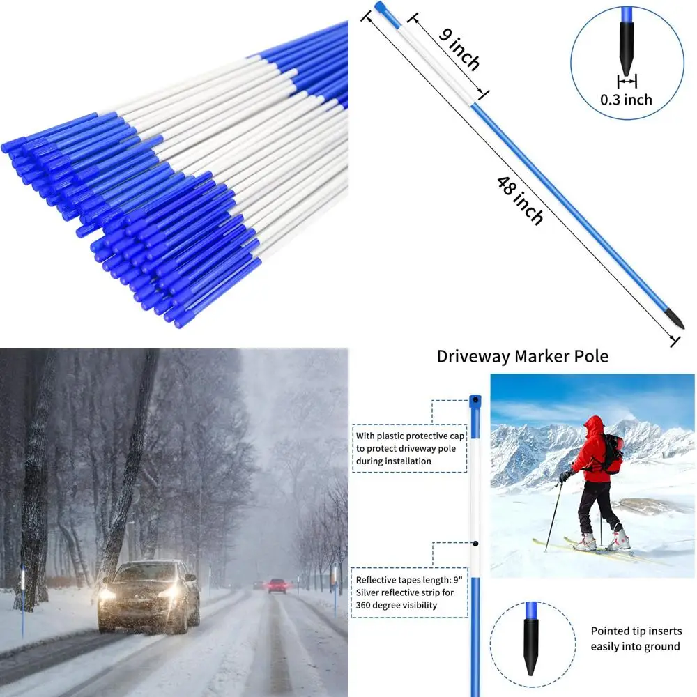 Светоотражающие снежные колья из стекловолокна, 48 маркеров Blue Plow, набор из 100 шт. для безопасности парковочных зон и дорожек
Светоотражающие снежные колья из стекловолокна, 48 маркеров Blue Plow, набор из 100 шт. для безопасности парковочных зон и дорожек
