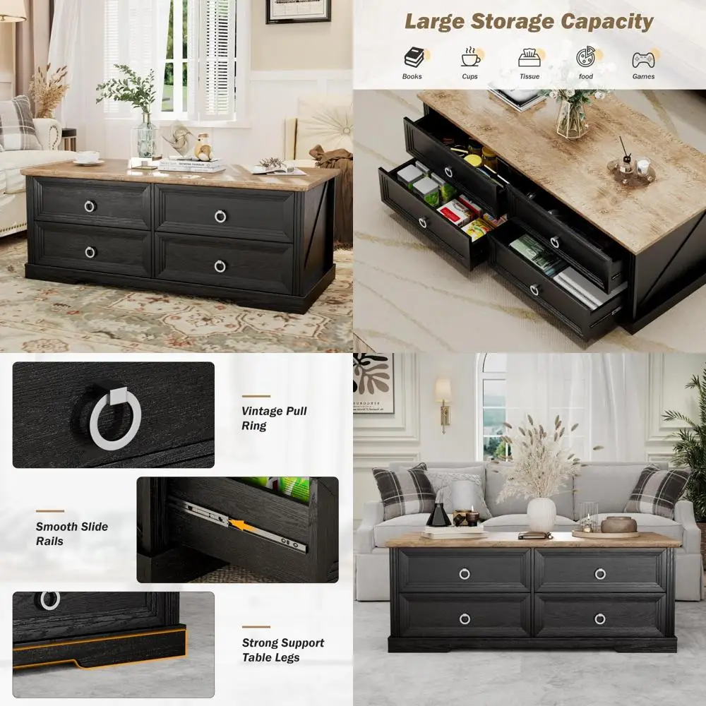 Wooden 47 Inch Rustic Coffee Table with Drawers for Living Room Storage and Reading Area
Wooden 47 Inch Rustic Coffee Table with Drawers for Living Room Storage and Reading Area