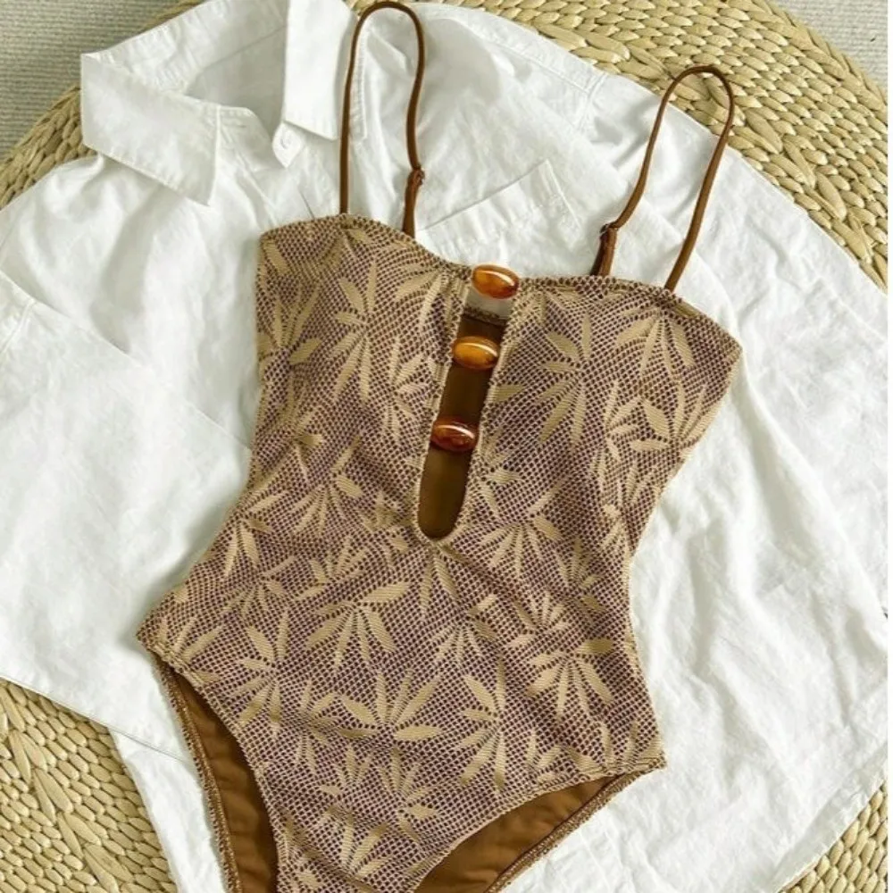Coffee Leaves Print One Piece Swimsuit Hollow Out Backless Bohemian Swimwear Tummy Control Slim Fit Women Bathing Suit
Coffee Leaves Print One Piece Swimsuit Hollow Out Backless Bohemian Swimwear Tummy Control Slim Fit Women Bathing Suit