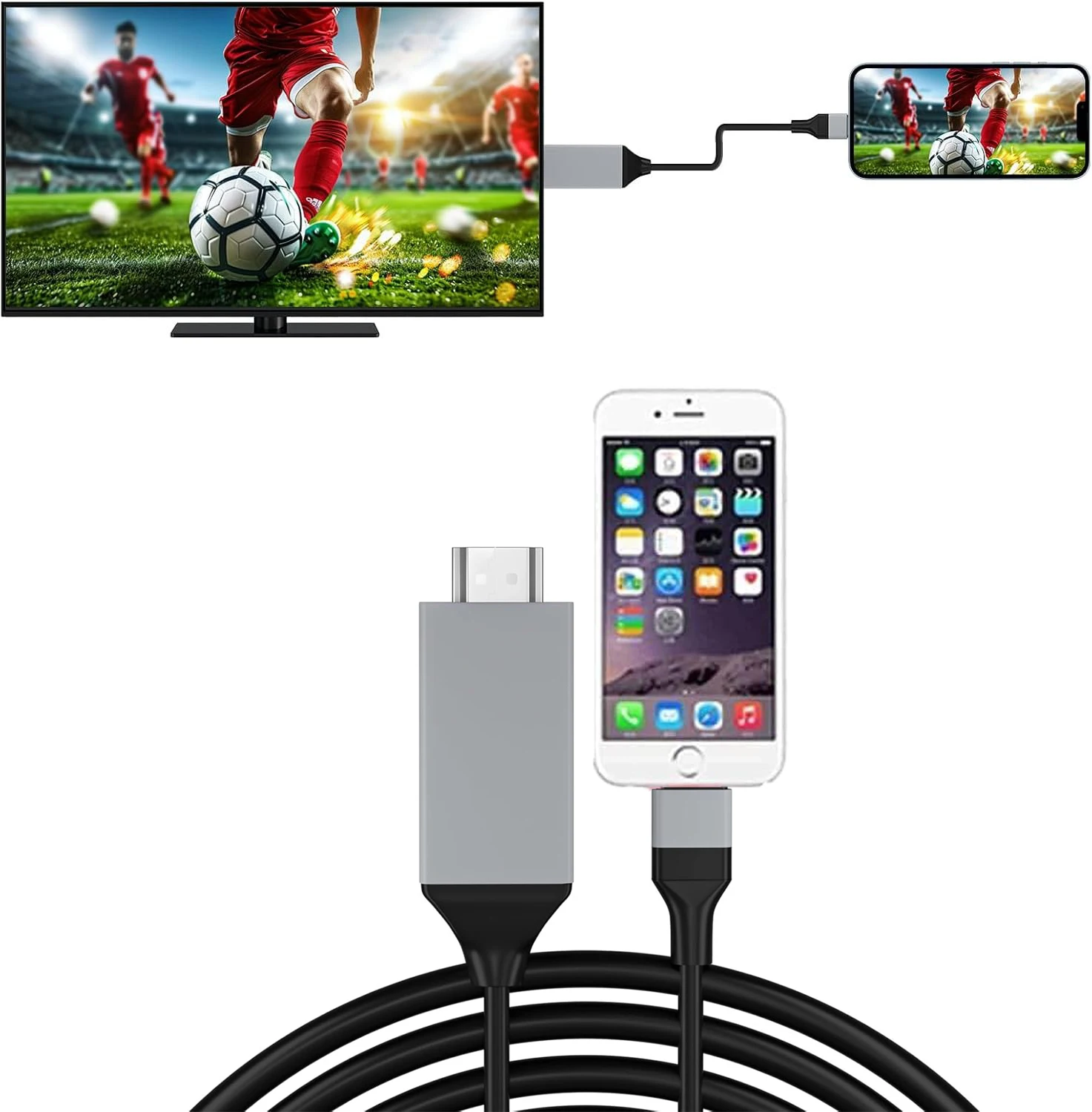 2M/6.6FT Lightning-compatible to HDMI-compatible 1080P Video Cable Digital AV Adapter for IOS Phone14-5 to TV Monitor Projector
2M/6.6FT Lightning-compatible to HDMI-compatible 1080P Video Cable Digital AV Adapter for IOS Phone14-5 to TV Monitor Projector