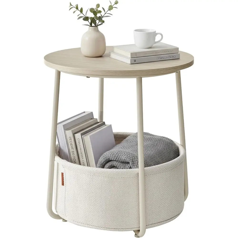Compact Round End Table, 2-Tier Storage Nightstand, Metal Legs, Simple Assembly, Suitable for Living Room and Bedroom, Available
Compact Round End Table, 2-Tier Storage Nightstand, Metal Legs, Simple Assembly, Suitable for Living Room and Bedroom, Available