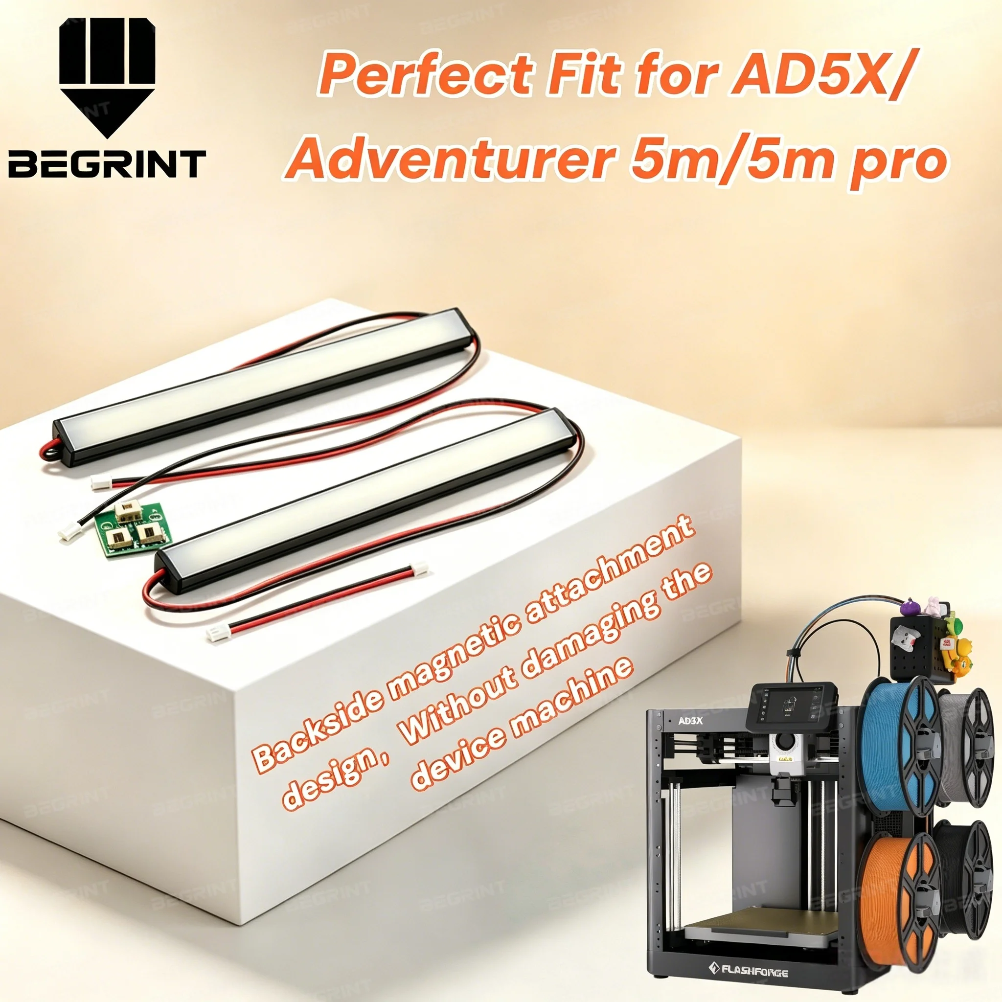 For Flashforge Adventurer 5M AD5X High Brightness LED Light Strip Easy Installation Replacement Accessories for AD5X 3D Printer
For Flashforge Adventurer 5M AD5X High Brightness LED Light Strip Easy Installation Replacement Accessories for AD5X 3D Printer