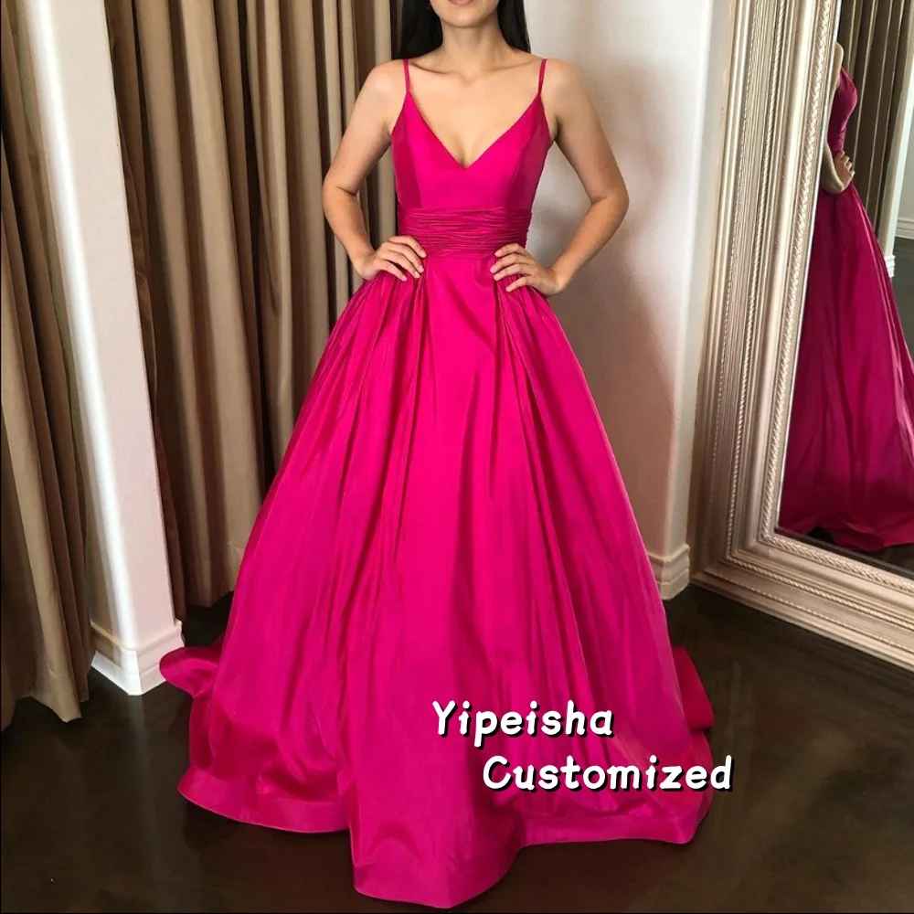Fuchsia V Neck Prom Dress Spaghetti Straps Sleeveless Backless A Line Evening Dresses Women Formal Party Gowns Customized
Fuchsia V Neck Prom Dress Spaghetti Straps Sleeveless Backless A Line Evening Dresses Women Formal Party Gowns Customized