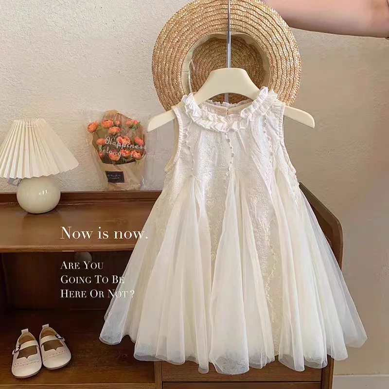 Girls' Dress2026New Summer Style Baby Girl Princess Dress with Floral Embroidery and Mesh Skirt
Girls' Dress2026New Summer Style Baby Girl Princess Dress with Floral Embroidery and Mesh Skirt