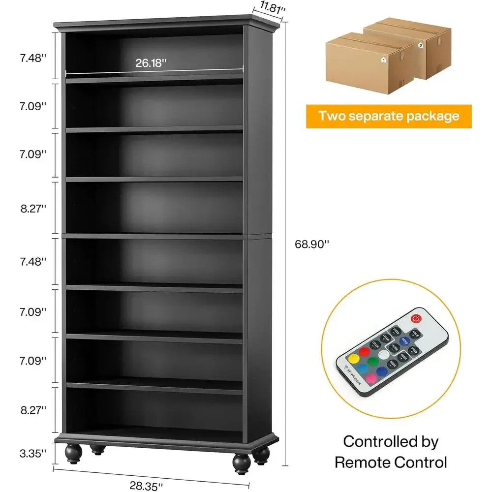 Special Offer9-Tier LED-lit Tall Shoe Cabinet For 30 Pairs, Wooden Storage Organizer With Solid Legs For Entryway (Black)
Special Offer9-Tier LED-lit Tall Shoe Cabinet For 30 Pairs, Wooden Storage Organizer With Solid Legs For Entryway (Black)