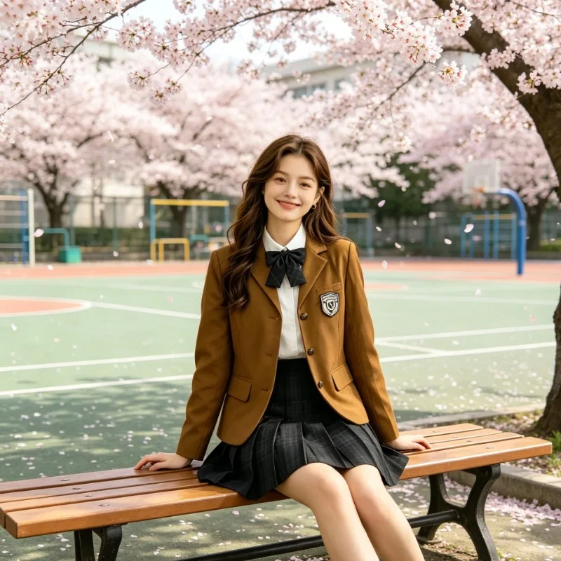 New Honzo Junior Three Button College Style Suit Set, Badge Suit Paired with Plaid Pleated Short Skirt, Full Uniform Set
New Honzo Junior Three Button College Style Suit Set, Badge Suit Paired with Plaid Pleated Short Skirt, Full Uniform Set