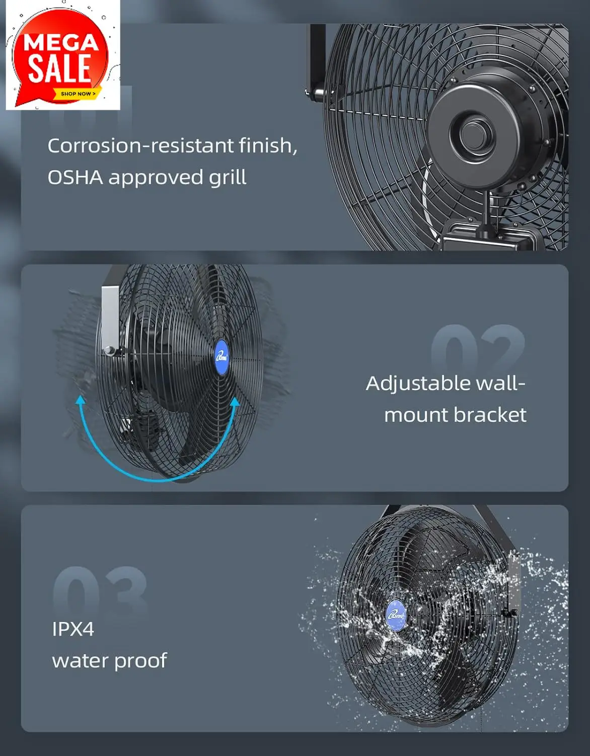 Sale price Sale price 18" Wall Mounted Fan - 6360 CFM, 3-Speed, Industrial Grade, Commercial/Residential, Weatherproof Outdoor/I
Sale price Sale price 18" Wall Mounted Fan - 6360 CFM, 3-Speed, Industrial Grade, Commercial/Residential, Weatherproof Outdoor/I