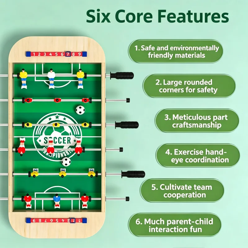 Kids Tabletop Soccer Game 2 Player Battle Wooden Football Machine Parent-Child Interactive Multi-Function Puzzle Toy
Kids Tabletop Soccer Game 2 Player Battle Wooden Football Machine Parent-Child Interactive Multi-Function Puzzle Toy