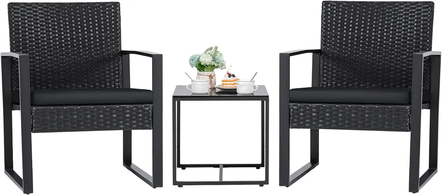 3 Pieces Patio Set Outdoor Wicker Furniture Sets Modern Rattan Chair Conversation Sets with Coffee Table for Yard and Bistro
3 Pieces Patio Set Outdoor Wicker Furniture Sets Modern Rattan Chair Conversation Sets with Coffee Table for Yard and Bistro