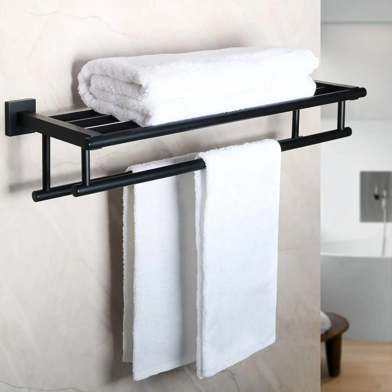 Double Towel Rack for Bathroom Wall Mounted,24 Inch Bathroom Tower Holder Black Towel Rack with Double Towel Bars,SUS304 Stai
Double Towel Rack for Bathroom Wall Mounted,24 Inch Bathroom Tower Holder Black Towel Rack with Double Towel Bars,SUS304 Stai