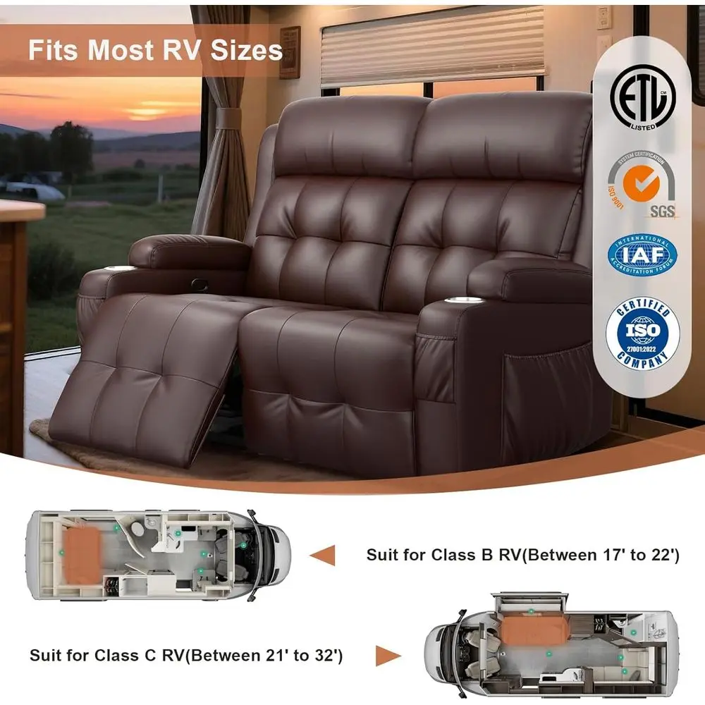 Loveseat Recliner Sofa, Wall Hugger Massage Reclining RV Couch with USB, Insert Pockets, Cup Holders, 150 RV Recliners Sleeper
Loveseat Recliner Sofa, Wall Hugger Massage Reclining RV Couch with USB, Insert Pockets, Cup Holders, 150 RV Recliners Sleeper